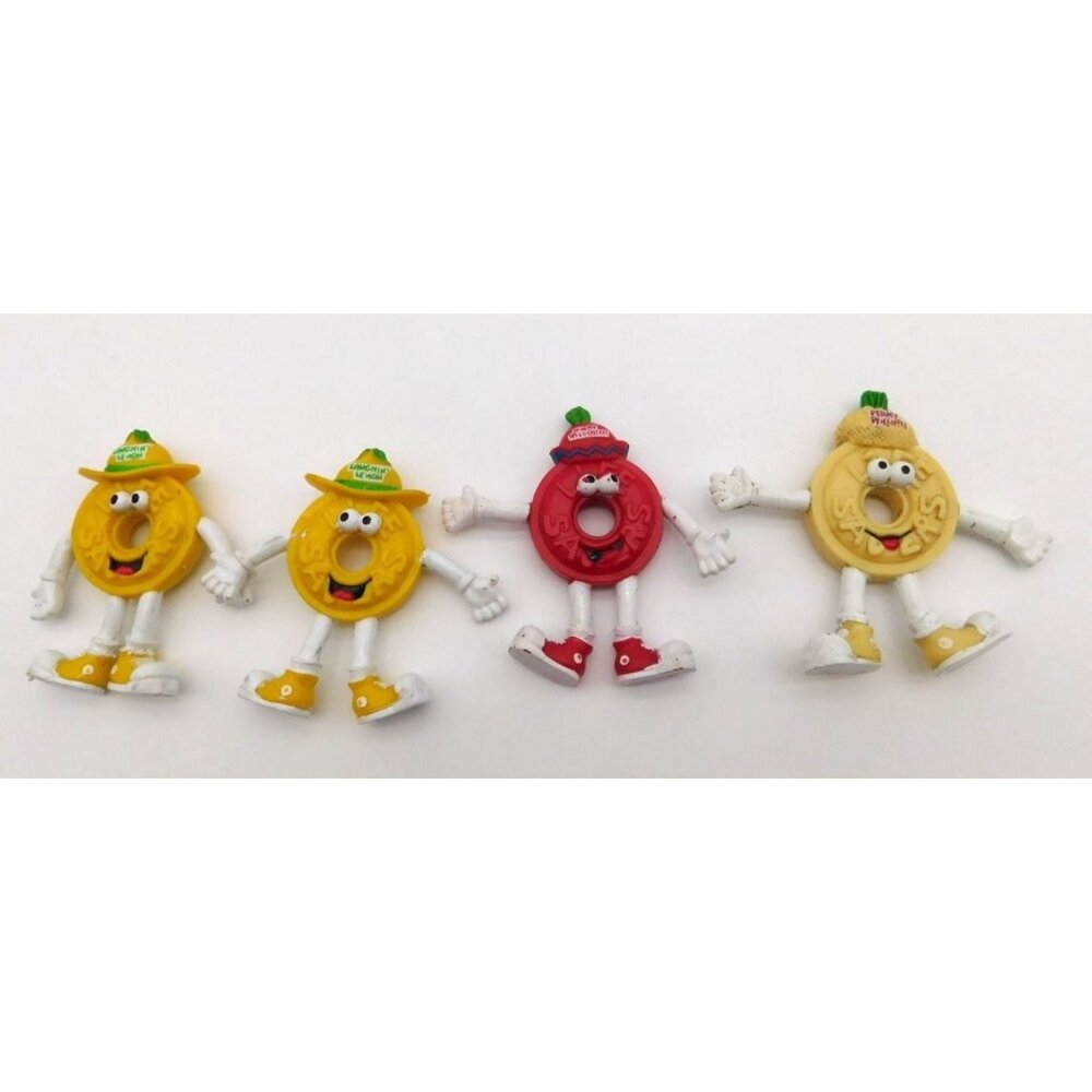 Lot of 4 Vintage Life Savers Plastic Bendy Figures Lemon Pineapple Wild Cherry